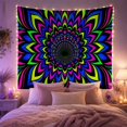 thumbnail image 2 of Geometric Optical Illusion Set Against a Black Void, Mysterious Psychedelic for Gamers, Abstract Neon Art, Birthday Gift, Tapestry Wall Hanging for Gaming Room and Bedroom, 2 of 7