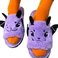 thumbnail image 4 of Bibifish Mens Womens Fuzzy Slippers Bat Gray Bat Novelty Fuzzy Plush Slip On Non Slip Warm Indoor Home Winter Slippers, 4 of 6
