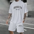 thumbnail image 2 of Afdoent Mens Two Piece Outfits Men's For Casual Stylish Two Piece Set With Letter Printed Summer Fashion Versatile Design For Comfortable And Stretchy Suit Set Beach Clothes Classic, 2 of 5