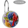 thumbnail image 3 of Spring Bird Shower Curtain Hooks, 12Pcs Decorative Shower Curtain Rings, Floral Round Crystal Glass Hooks for Bathroom Decor, Rust Proof Oil Rubbed Metal Rings, 3 of 6