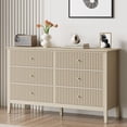 thumbnail image 1 of RoyalCraft Commode Beige à 6 Tiroirs, Commode Moderne Cannelée en Bois, Longue Commode pour Chambre, Meuble Télé, Armoire de Rangement pour Salon, 1 of 5