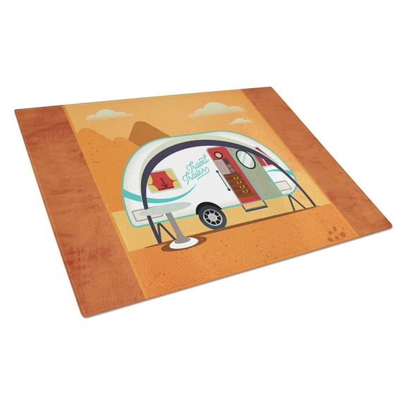 Caroline's Treasures Greatest Adventure New Camper Glass Cutting Board Large