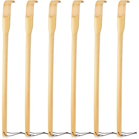 Pekkaxy Back Scratcher, 16.5in Pack of 6, Traditional Finger-Like Bamboo Wooden Body Massager for Scratching Itches, Strong and Sturdy, Good Practical and Novel Gifts for Friends and Family.