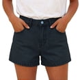 thumbnail image 3 of Denim Shorts Fitted Women High Waisted Stylish Loose Casual Summer Comfort Jean Shorts by Yigetop Black L, 3 of 5