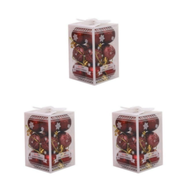 Transemion 12piece Christmas Balls Enought Quantity For Beautifully Decorated Festive Tree wine red 3Set