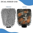 thumbnail image 2 of Microfiber Car Wash Gloves With Chenille & Polyester Terry Scratch-Free Cleaning Elastic Cuffs Skull Pumpkins, 2 of 8