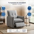 thumbnail image 2 of Sillón Reclinable Easy Living Livio Gris  Claro de Tela con Doble Posición y Reposapiés Ajustable, 2 of 10