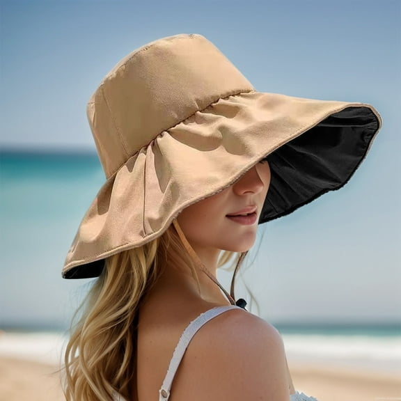 Women's Sun Hat Wide Brim Summer Beach Hat Outdoor Casual Sunshade Cap For Travel Gardening Fedora Hats Women Outback Hat Washable Sunhat Women Foldable Floppy Hat Women Beach Hats for Summer Hiking