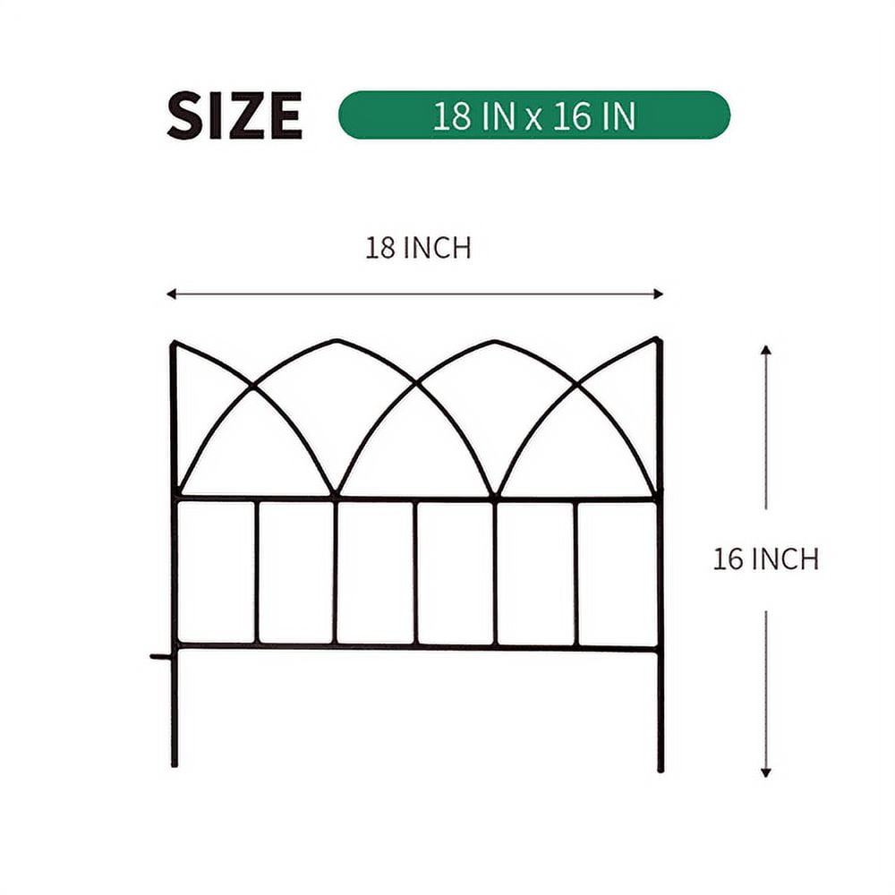 SCENDOR 5 Pack Garden Decorative Fences Panel 18"x16" for Flower Bed Edging Rustproof Dog Fencing for Yard 18 inch