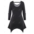 thumbnail image 2 of Talla grande Skull Flor Hanky ​​Hem de manga larga camiseta Rosegal Mangas largas de talla grande, 2 of 5