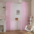 thumbnail image 1 of Nvzi 2Pcs Butterfly Flocking Voile Tulle Sheer Curtain Window Panel Drape 39.4x78.8 - Pink, 1 of 5