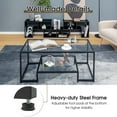 thumbnail image 5 of Canddidliike Modern 2-Tier Rectangular Coffee Table with Glass Table Top-Black, Dining Coffee Table for Living Room and Office, 5 of 8