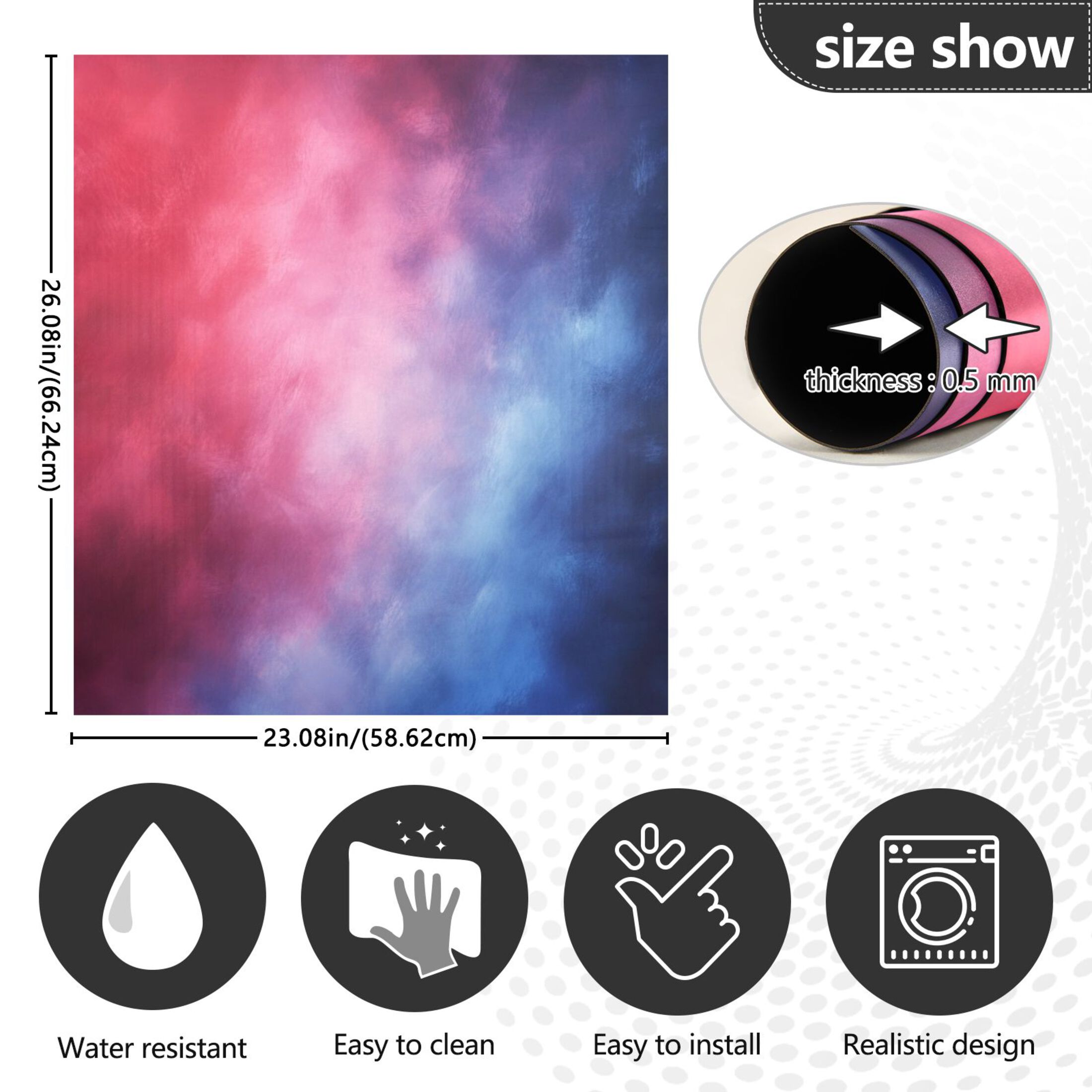 Dishwasher Magnetic Sticker 23x26 Inch Refrigerator Magnetic Sticker Washing Machine Magnetic Sticker Kitchen Panel Magnetic Sticker Home Decor Red Blue Pattern