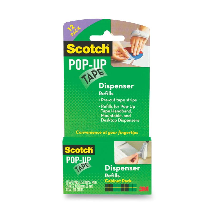Scotch, MMM90M12PK, PopUp Magic Tape Strips, 12 / Pack, Clear