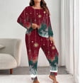 thumbnail image 3 of XUNKUSGA Christmas Plus Size Pajamas for Women Set Casual Long Sleeve Top with Wide Leg Pants 2 Piece Womens Pajamas Soft Cozy Pjs Classic Print Pjs Sets for Women, 3 of 7