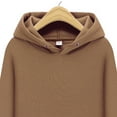 thumbnail image 3 of Mujeres Hombres Sudadera con capucha de manga larga Sudaderas con bolsillos Sudadera con capucha de color sólido, cómoda sudadera informal ligera para Marrón L Macarena Sudadera con capucha, 3 of 4