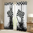 thumbnail image 2 of Feelyou Checkered Flag Teens Blackout Curtains Set of 2 (52x84 Each), Black White Buffalo Plaid Window Curtains, Modern Race Car Sports Curtains and Drapes, Blackout Curtains Bedroom Decor, 2 of 6
