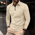 thumbnail image 2 of LWavelet Men's Houndstooth Quarter-Zip Shirt - Subtle Pattern Design, Perfect for Smart Casual & Weekend Plans Khaki M, 2 of 7