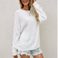 thumbnail image 4 of Gibobby Suéter de invierno para mujer, Suéter de cachemira lana sólida para mujer, cuello redondo, casual, para otoño e invierno(Blanco,XG), 4 of 5