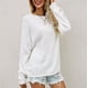 thumbnail image 4 of Gibobby Sueter Para Mujer Invierno Punto Suéter largo de cuello redondo de color sólido Suéter de punto de un solo pecho informal de talla grande(Blanco,G), 4 of 6