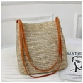 thumbnail image 3 of Straw Beach Bag Buckets Totes Handbag Shoulder Bag Tote Bag Women Summer Handbag, 3 of 10