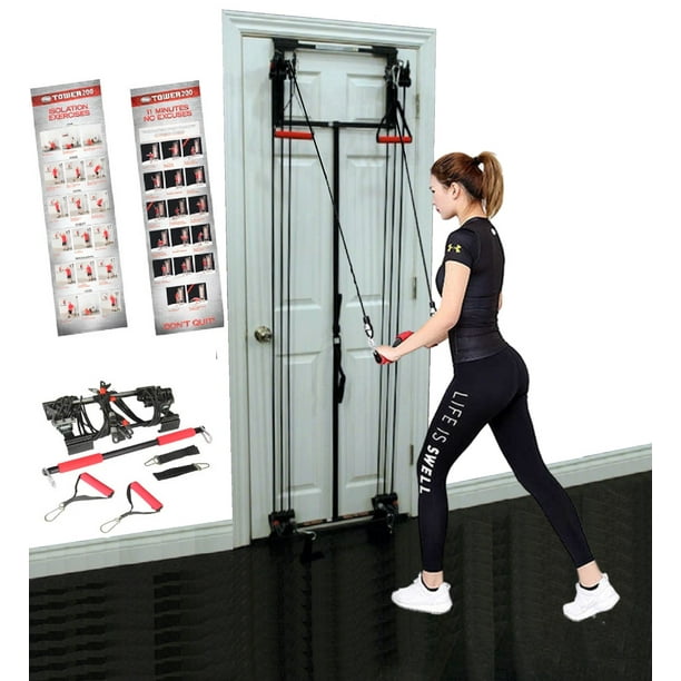 Tower 200 Complete Door Gym Full Body Workout, Doorway Multifunction Home Gym  Fitness Exercise Strength Training System, Heavy Duty Resistance Bands,  Straight Bar, 2x Hand Grips, 2x Ankles Straps, DVD 