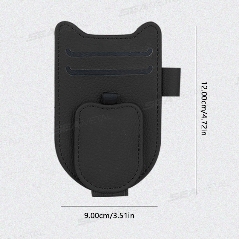 Car Sun Visor Glasses Holder Magnetic Eyeglass Clip Leatherette Sunglasses Storage Organizer Mount Universal Vehicle Interior Accessory