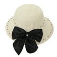 thumbnail image 1 of 56-58 cm circunferencia del sombrero lazo femenino sombrero de paja perla sombrero protector solar sombrero para el sol sombrero de playa, 1 of 5
