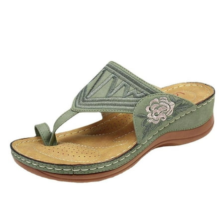 

Womens Orthotic Slide Sandals Slip On Flip Flops Ring Toe Summer Open Toe Gladiator Flat Sandals with Arch Support Comfy Sandals for Women