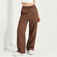 thumbnail image 5 of Women's Casual Solid Color Cargo Pants Straight Leg with Pockets Mid Elastic Waist Soft Comfortable Fabric Multi-Pockets Casual Business Daily Wear Outdoor Travel | VerBelle,Brown 2XL, 5 of 9