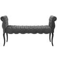 thumbnail image 5 of Modern Contemporary Urban Design Living Room Lounge Club Lobby Tufted Accent Chair Bench, Velvet Fabric, Grey Gray, 5 of 7