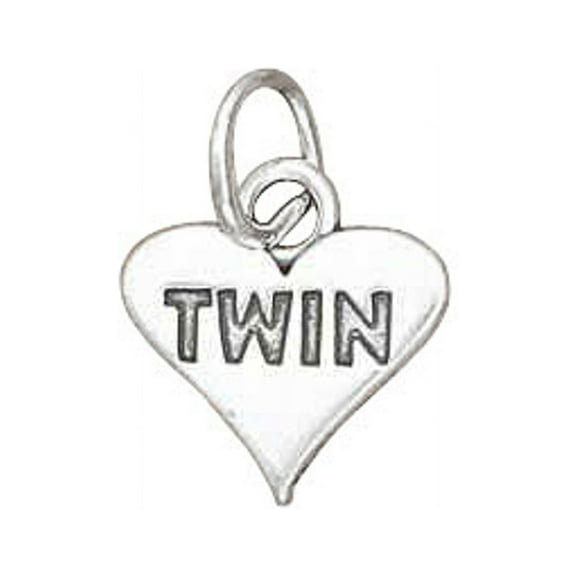 Sterling Silver 16" .8mm Box Chain Love My "TWIN" Heart Pendant Necklace