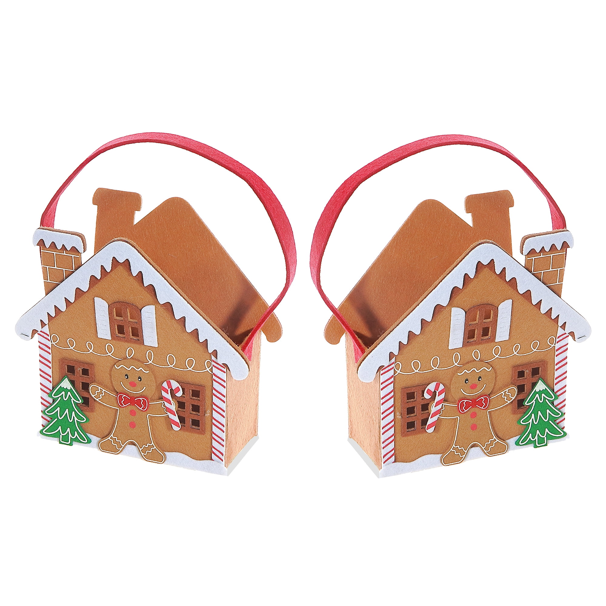 Felt Gingerbread House Basket (5.8") - Set of 2, Tabletop Décor