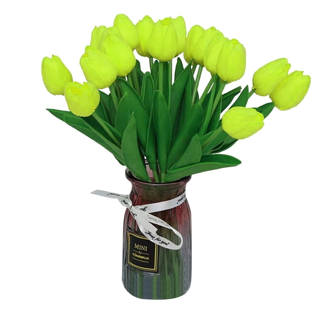 20 tulipanes artificiales, tulipanes falsos multicolores, flores artificiales para decoración del hogar, arreglos florales para bodas y fiestas.