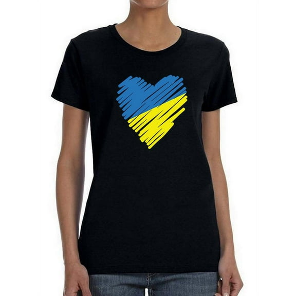 Ukraine Heart Shaped T-Shirt Women -Smartprints Designs, Female x-Large