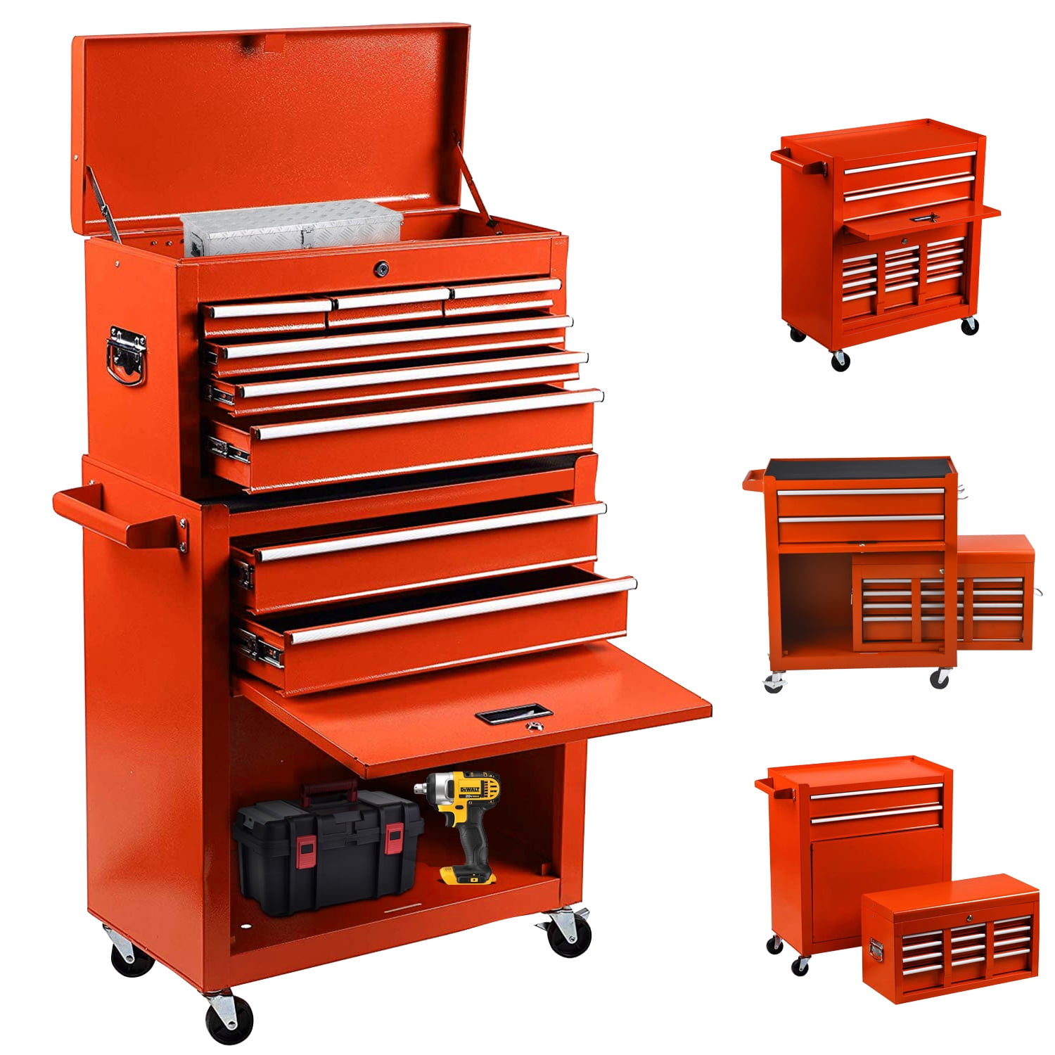 RED-Toolbox 3-Drawer Tool Chest Rolling Tool Box,High Capacity Tool Chest,Big Tool Cabinet Tool Storage,Tool Chest with 4 Wheels and Lockable Drawers Tool Chest for Garage and Warehouse 