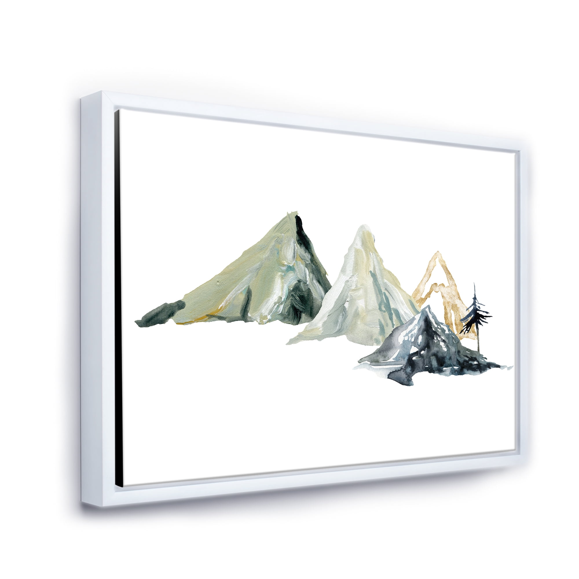 Designart 'Dark Blue Mountain Landscape Winter Minimalistic I' Modern Framed Canvas Wall Art Print