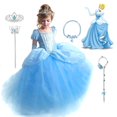 thumbnail image 2 of Disney disfraz de Cenicienta para niña, traje de princesa para fiesta de Halloween, Navidad, cumpleaños, boda, JYF, 2 of 4