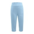 thumbnail image 3 of TrendOFT Womens Yoga Capri Pants High Waist Lifting Capri Leggings with Pockets Wide Leg Crop Exercise Workout Pants Sky Blue S, 3 of 3
