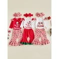 thumbnail image 3 of Loicainy Infant Baby Girls Christmas Outfit 3 6 9 12 18 Months Letters Print Romper with Plaid Pants Headband Clothes Set, 3 of 9