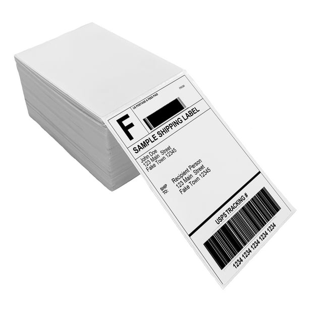Innovative Haus 4 x 6 Inch Pack of 500 Direct Thermal Shipping Labels with Perforation. White Fanfold Sticky Adhesive Address Mailing Label Compatible ...
