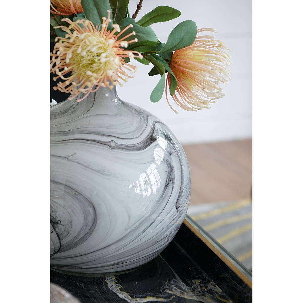 A＆B Home Group Svirla Glass Vase Black ＆ White Swirl D6 x16 : A\u0026B Home Group Svirla Glass Vase Black \u0026 White Swirl