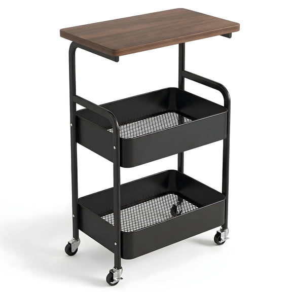 DualFerv Metal End Table Couch Side Table with Drawer - Bedside Table with Wheels for Living Room Bedroom