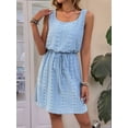thumbnail image 4 of Women Hollow Out Textured Drawstring Mini Dress  Blue XXL, 4 of 5