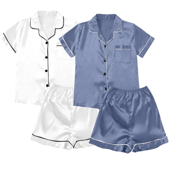 Women's Pajama Sets Short Sleeve Sleepwear Loungewear Satin Pyjamas 4 Piece Pyjamas And Shorts Set Sets Leisure Suit Plus Size Womens Clothing