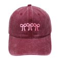 thumbnail image 5 of XFeng Pink Ribbon Flower Embroidery Vintage Baseball Cap, 5 of 5