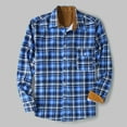 thumbnail image 3 of XMMSWDLA Blousse for Men Plaid Padded Shirts Casual Long Sleeve Button Down Lapel Jackets Slim Fit Winter Warm Tops Blouse, 3 of 4
