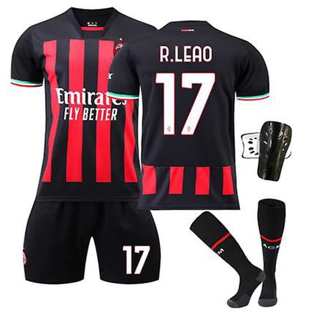 16Black 17A Traje de jersey de equipo de fútbol masculino y femenino Giroud 9 # R.leao 17 # Pantalones cortos de manga corta para niños 2023 Conjunto de uniformes de fútbol de nuevo diseño con calcetín y rodilla esquí esquí Gafas de esquí
