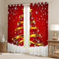 thumbnail image 4 of Homewish Red Christmas Tree Curtains Pack of 2 (42x84 Each), Winter Snowflake Curtains Blackout, Glitter Xmas Stars Print Bedroom Curtains, Living Room Curtains Decor, 4 of 6