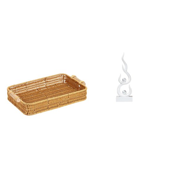 Cestas de almacenamiento,Cestas de almacenamiento de cocina tejidas con asas hechas a mano,Cestas de pan redondas Bandejas para servir Rectángulo,Escultura abstracta de fuego,Estatua de arte
